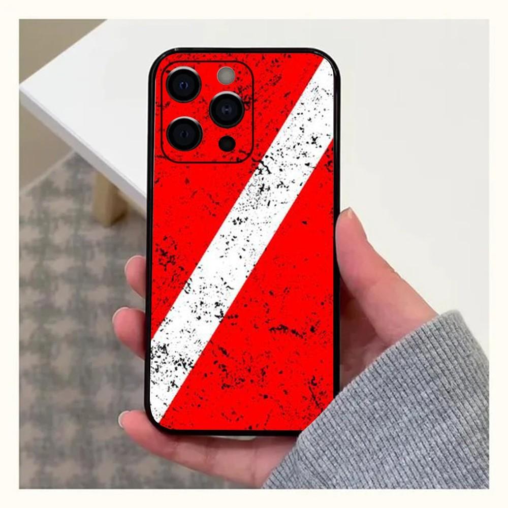 Scuba Diving Dive Flag Phone Case For Apple iPhone 15,14,13,12,11,Pro,X,XS,Max,XR,Plus,Mini Soft Black Cover