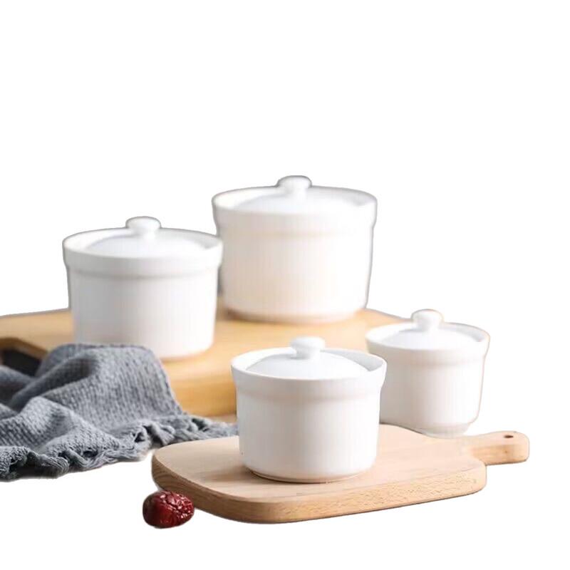 ZISIZ Ceramic Steamed Egg Stewing Cup Set