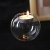 Round Glass Candle Holder Transparent Candlestick European Style Glass Wax Holder Wedding Dinner Table Decor Party Supply