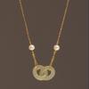 Hetian Jade Double Ring Clavicle Necklace with Safety Buckle and Emerald Pendant for Women.
