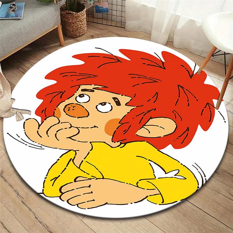 Meister Eder und sein Pumuckl Round Area Rug,Carpet Rug for Living Room Bedroom Sofa Playroom Decor,Non-slip Floor Mat