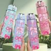 1PC Multiple Pink Bow Pattern Graphic,750ml Color Plastic Sports Water Bottle,Leakproof Flip Straw Lid,Suitable for Sports Office Home Use