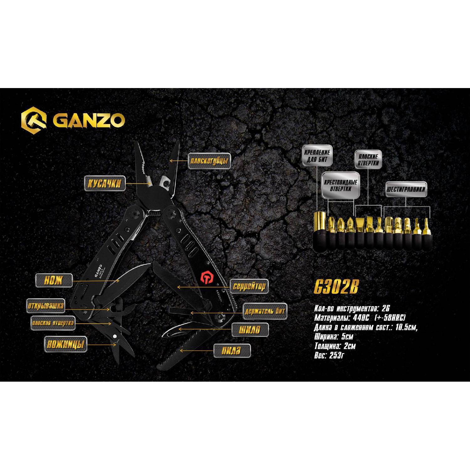 

Многофункциональный инструмент Ganzo G302-b