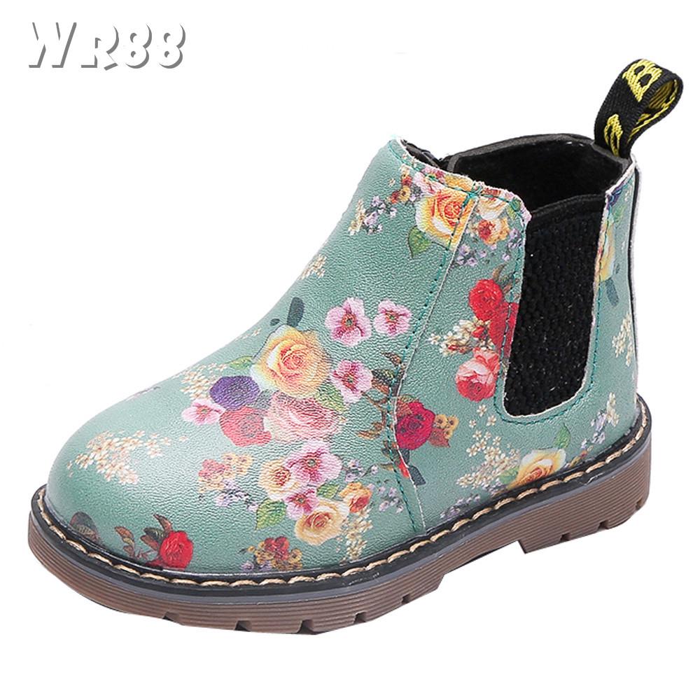 Child Kids Boys Girls Winter Warm Chelsea Martin Ankle Boots Toddler Flat Shoes