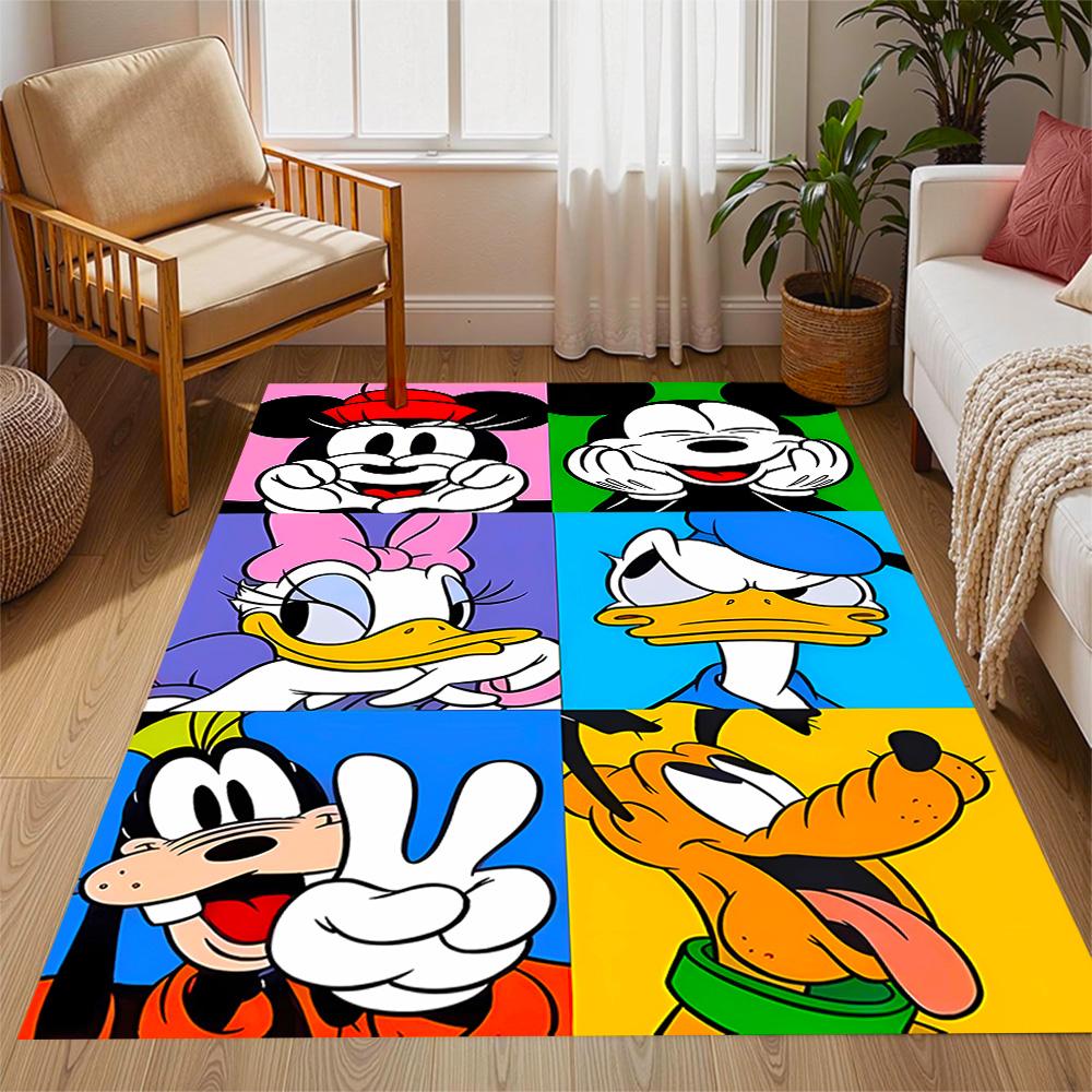 Classic Disney Characters Disney Cartoon Theme Anti-Slip Rug - Polyester, Home Decor, Suitable for Bedrooms, Living Rooms, Doorways, and Studios