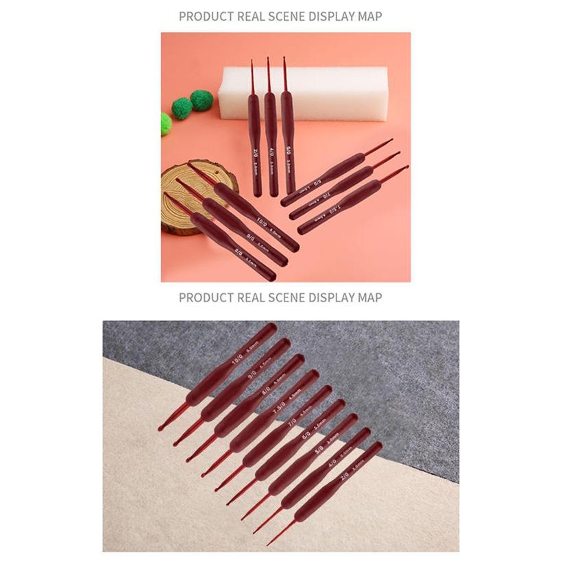9PCS Soft Handle Crochet Hooks Set Ergonomic Handles Aluminum Head DIY Sweater Gloves Knitting Needles Set