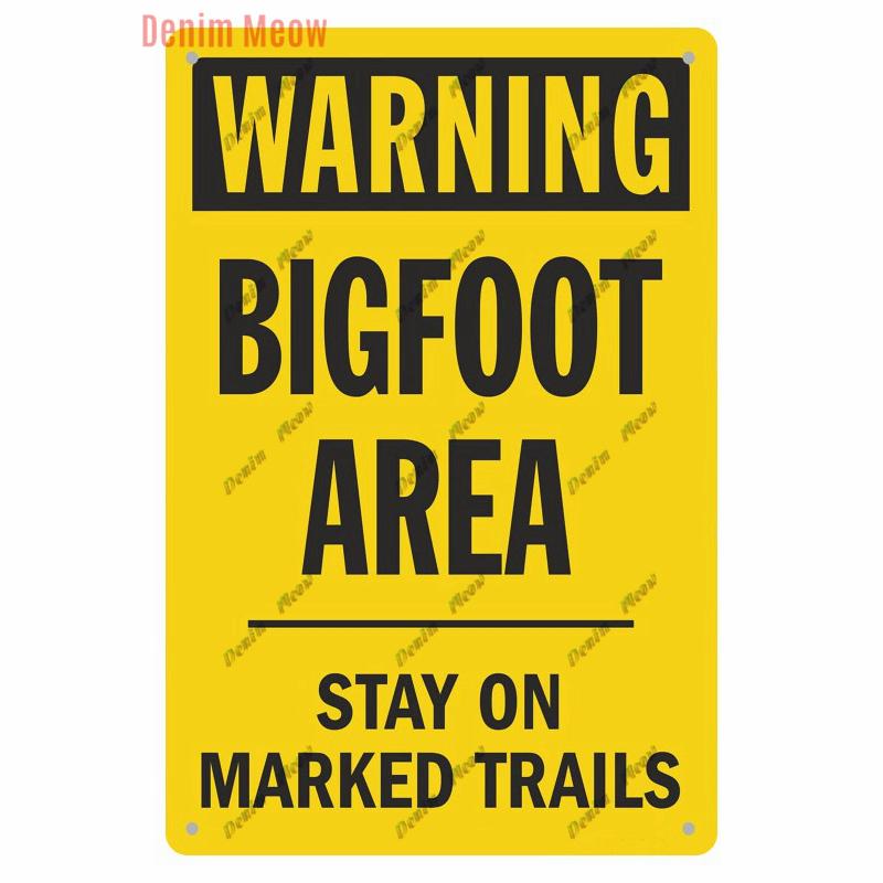 Винтажный металлический настенный декор «Переход Бигфута», Предупреждение Зона Бигфута, Жестяные таблички, Ретро декоративные наклейки, Домашний декор, WY288 20x30cm（7.8x11.8inch）