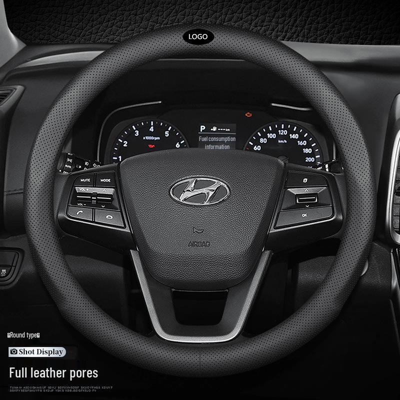 Hyundai Leather Steering Wheel Cover for Tucson, IX35, Sonata, Santa Fe, Elantra, Reina, Veloster