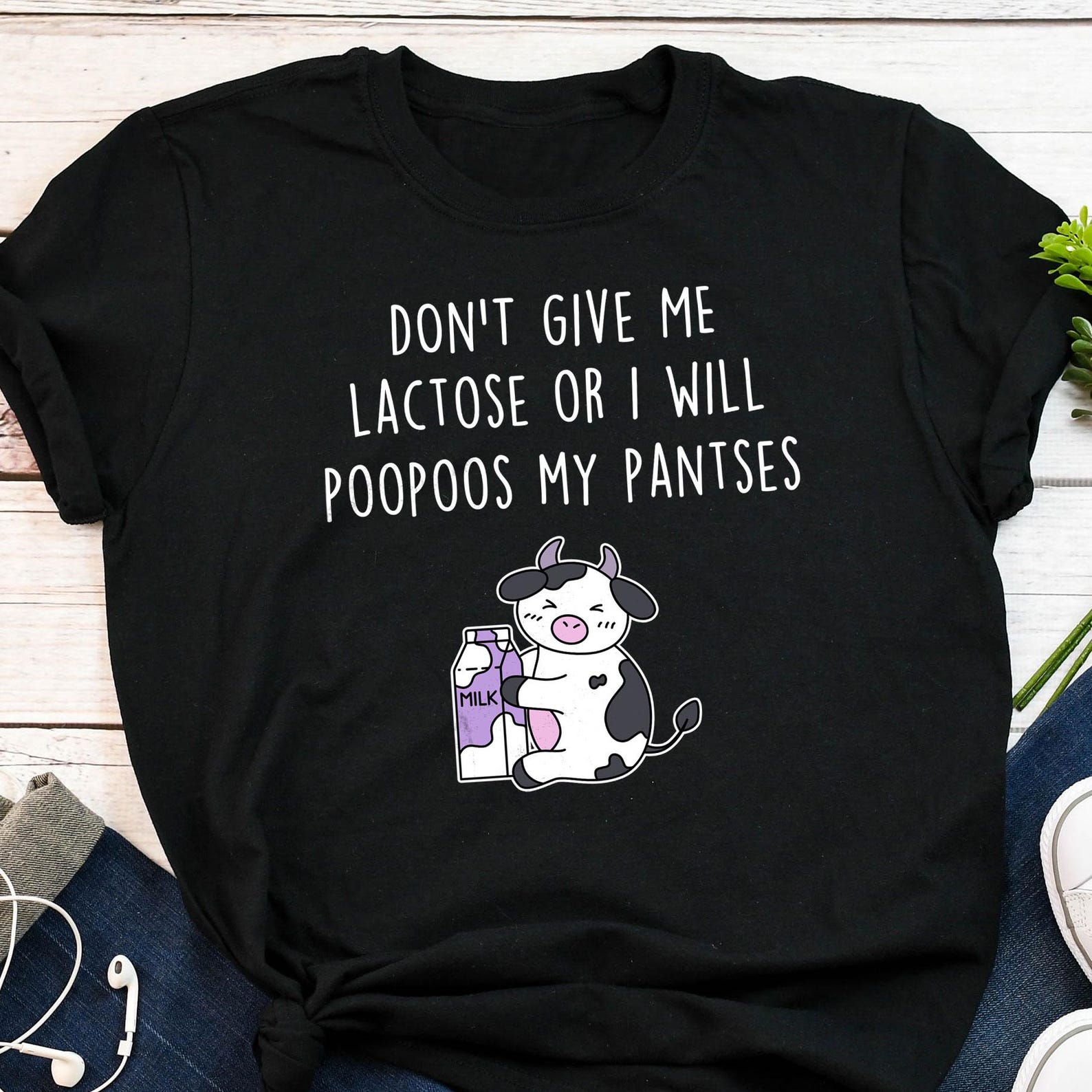 Lactose Intolerant Shirt, , , Dairy Free Gift, Dairy Lover Tshirt, Cheese Lover T-shirt, Gift For Him Her, IBS Sibo Crohn s Cute Cow 110