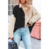 Women's Loose Casual Color Blocked Lapel Button Long Sleeved Shirt Top Long Sleeved Shirt
