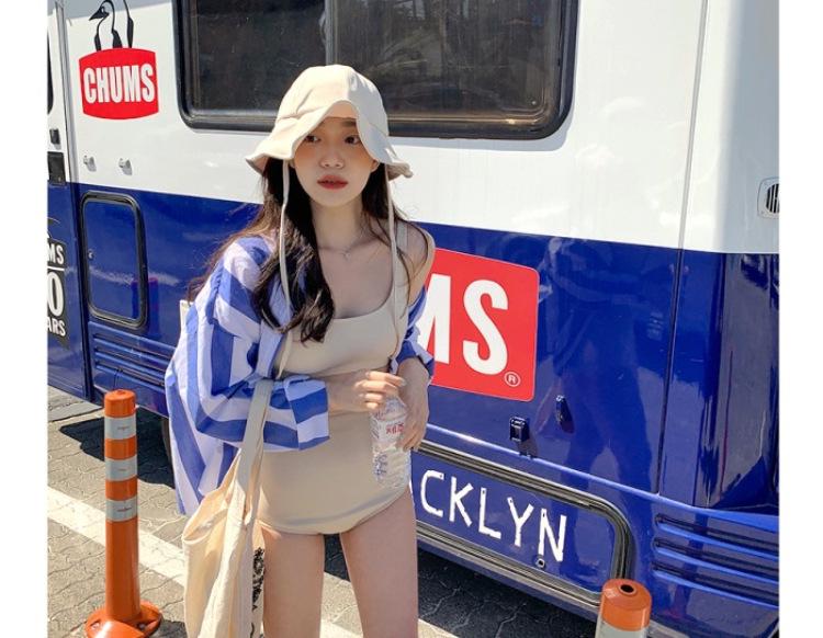 Korean Bikini Set: High-Waisted Swimwear with Sun Hat