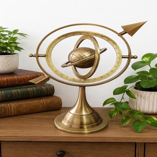 Messing Armillarsphäre Dekor, Nautischer Himmelskugel, Astronomie Skulptur, Antikes Schreibtisch Dekor, Arbeitszimmer Akzent