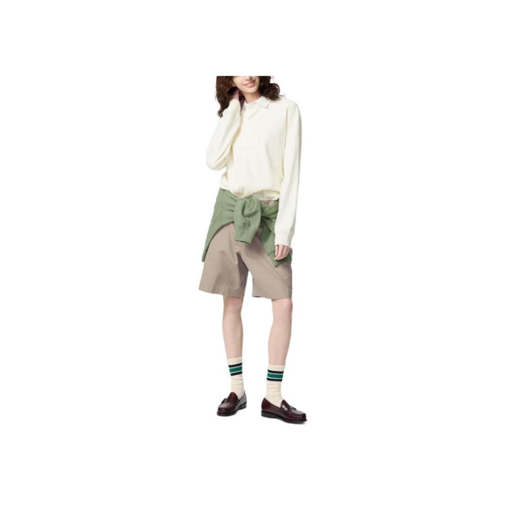 Uniqlo X JW Anderson Collaboration SS25 Embroidered Logo Long Sleeve Polo Shirt Unisex tops White 476226-01