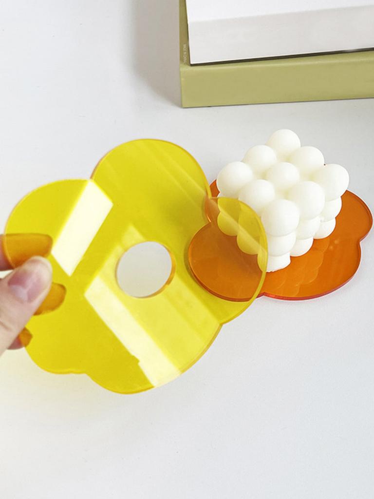 1pc-Transparent Cup Mat Acrylic Flower Shaped Tableware Decor Coaster Table Heat R Esistant Mat Practical Placemat