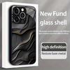 Schwarze strukturierte Muster-Hartglas-Handyhülle geeignet für iPhone 17 16 15 14 13 12 11 Pro/Max/Plus Sturzsichere Rückabdeckung