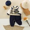 New Autumn/Winter Baby Fleece Romper: Chinese Style Harem Suit for Boys - Perfect for Birthdays and New Year Celebrations