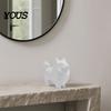 Dog Ornament Geometric Low-Poly Statue, 3D Printed Mini Ornament, White Cute One-piece Sculpture Puppy Figurine, Modern Desktop Decoration for
