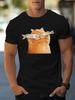 Unisex White Crew Neck Tee Funny Cat Fish Eyes Cartoon Print Loose Oversized Short Sleeve Unisexs Streetwear Summer Casual Basic Top