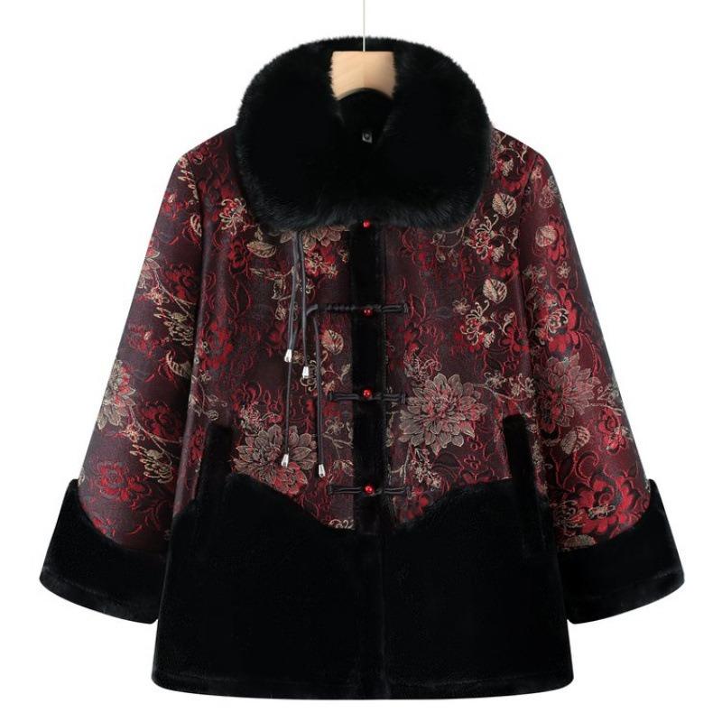 Winter coat coat women's velvet thickened year 0 warm padded jacket with integrated fur