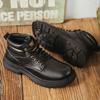 Fashion Men Retro Work Ankle Boots Winter Thick Bottom Casual ankle Boots Leather Chelsea Desert Waterproof Boots Male cotton shoes