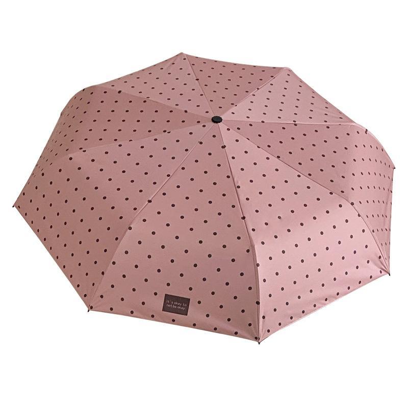 Polka Dot Folding Umbrella Uv Protection Lightweight Compact Portable Sun Rain Umbrella For Travel Outdoor Daily Use Beach