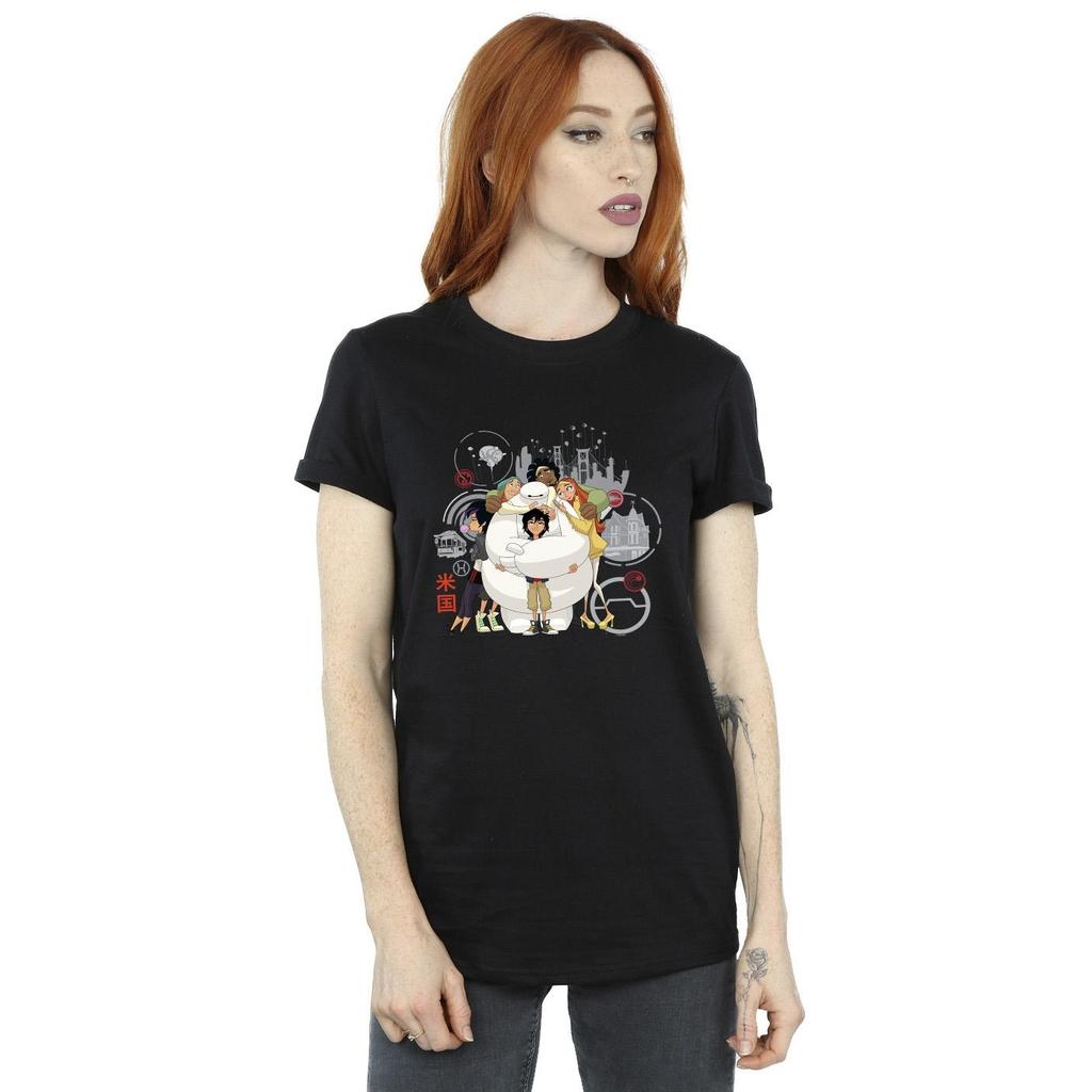 Disney Damen/Damen Big Hero 6 Baymax Group Hug Boyfriend-T-Shirt aus Baumwolle