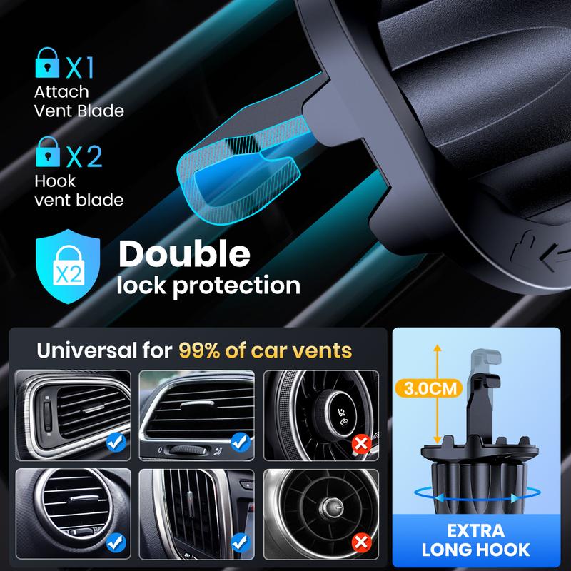 TOPK Verbessertes Hakenclip Auto Halterung FÜR Handy, Lüftungsschlitz Universelle Halterung, Super Stabile Passform für iPhone LKW Smartphones
