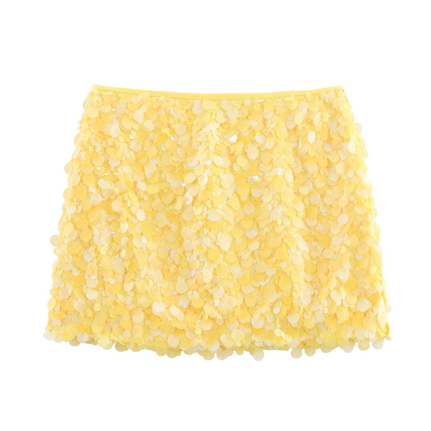 Spring 2026 European & American Women s Lightly Mature Fashion Festival Sequin Mini Skirt S