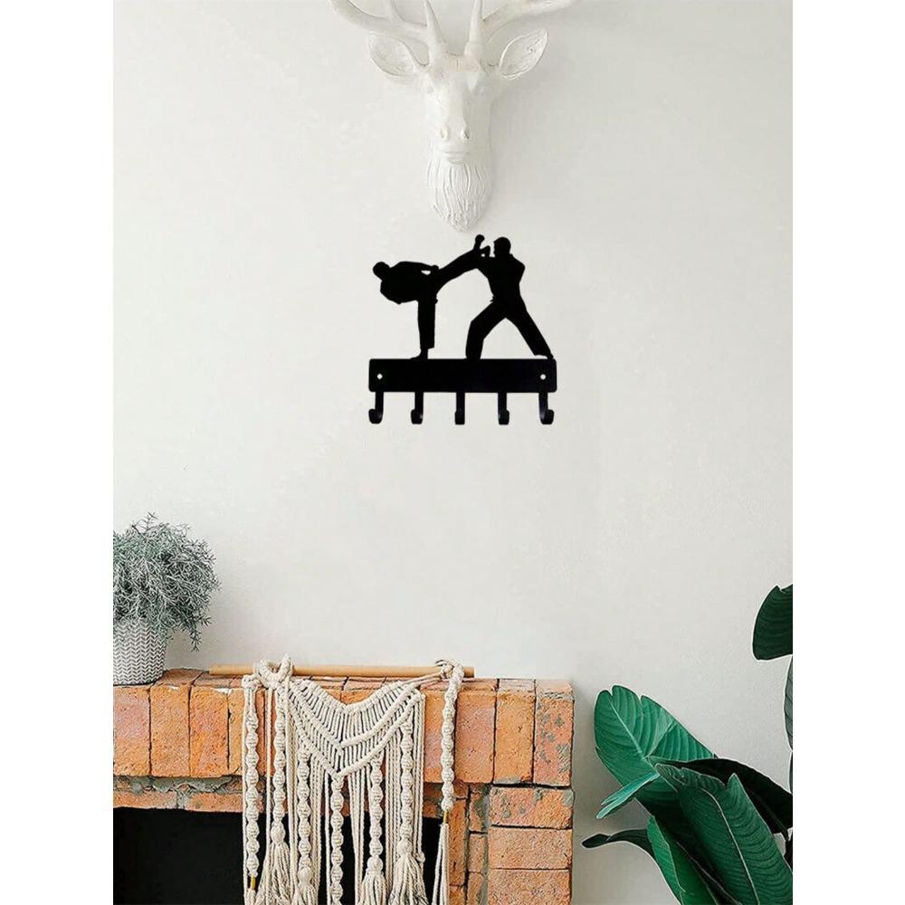 Wrought Iron Key Holder Hook, Creative Character Decor, Wall Mounted, Entryway Organizer, 1 Piece