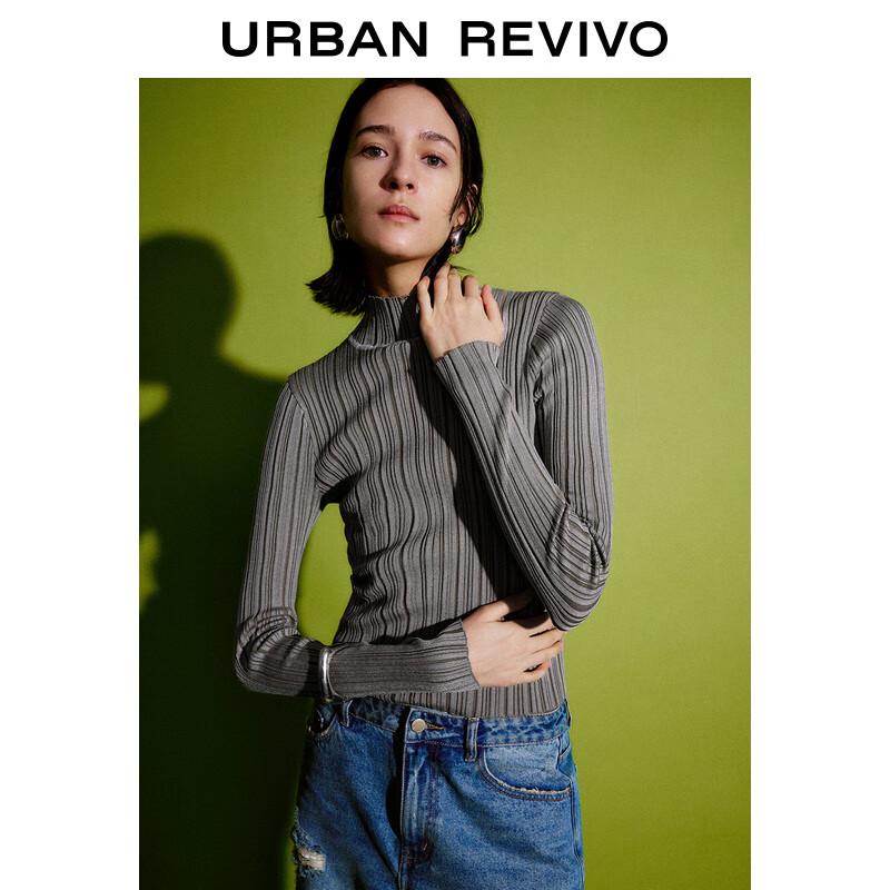 UR Women's 2024 Spring Ribbed Turtleneck Knit Shirt
