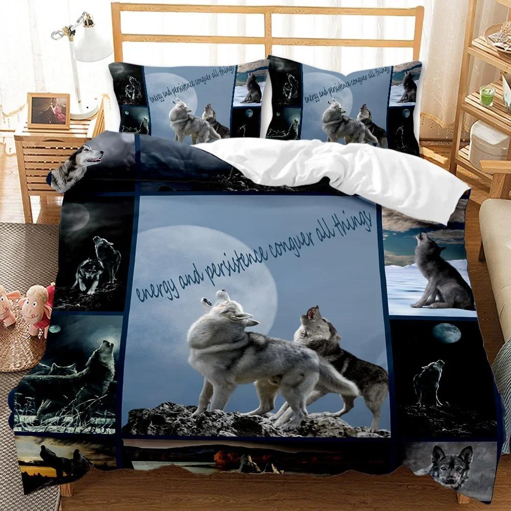 3D Design Printed Wolf Bed Cover Kit Wild Snow Wolf Animal Comforter Cover Full Size Single Size Full Queen Dimension King Size Adult Kids Bedclothes