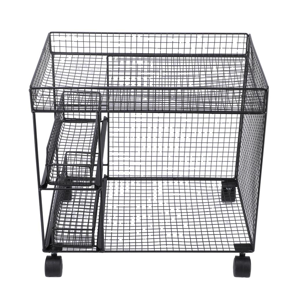 Mobile Storage Rack Breathable Space Saving Kitchen   with 360 Degrees  Rotating Lockable Wheels Pull Out Baskets for Bowls Dishes
