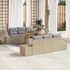 VidaXL 7-Piece Garden Dining Set with Beige Cushions In Poly Rattan and Acacia 3349909