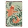 Vintage Metall Koi Fisch und Kiefer Wandkunst, Retro Stahl Garten Dekor Poster
