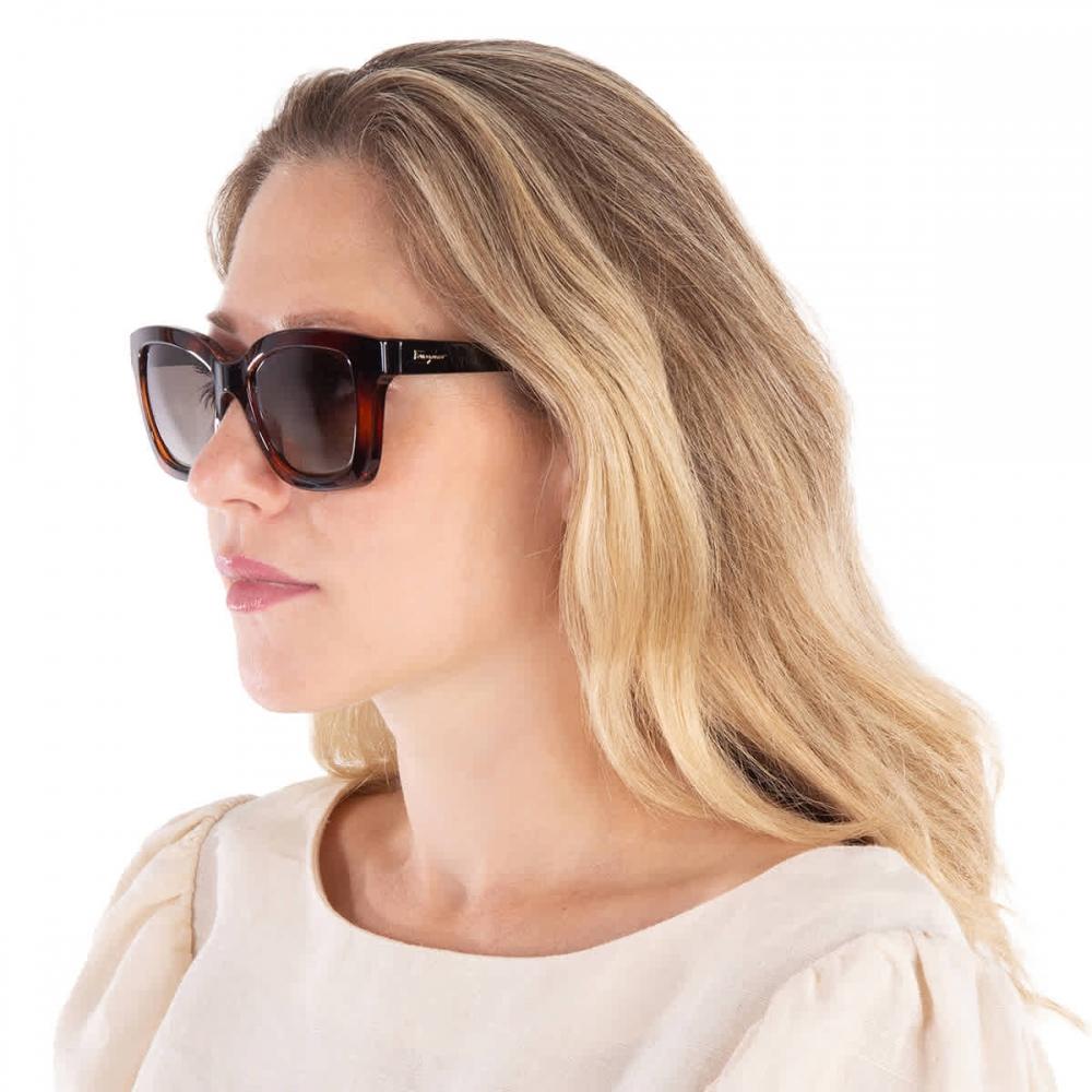 Salvatore Ferragamo Brown Gradient Rectangular Ladies Sunglasses Sf955s 214 53 Multi