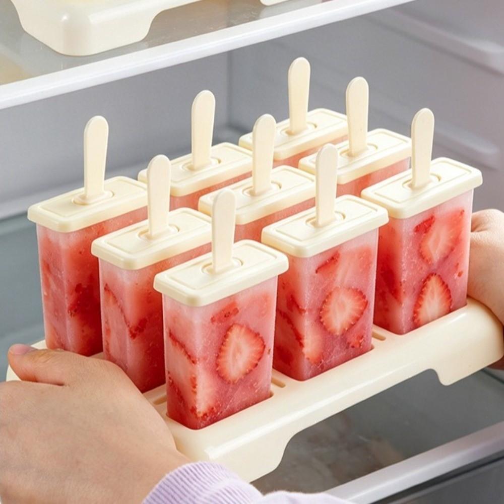 Reusable Ice Cream Popsicle Mold Creative Design DIY Homemade Ice Box Plastic Stick Cube Shape Popsicle Mold Cube Tray