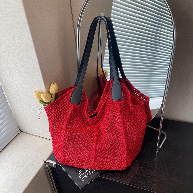 Large capacity lazy hollow woven bag women's new seaside vacation beach shoulder bag tote bag