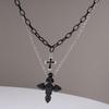 Fashion Multi-layer Cross Pendant Necklaces for Women Men Metal Steampunk Choker Necklace Hip Hop Jewelry Gifts