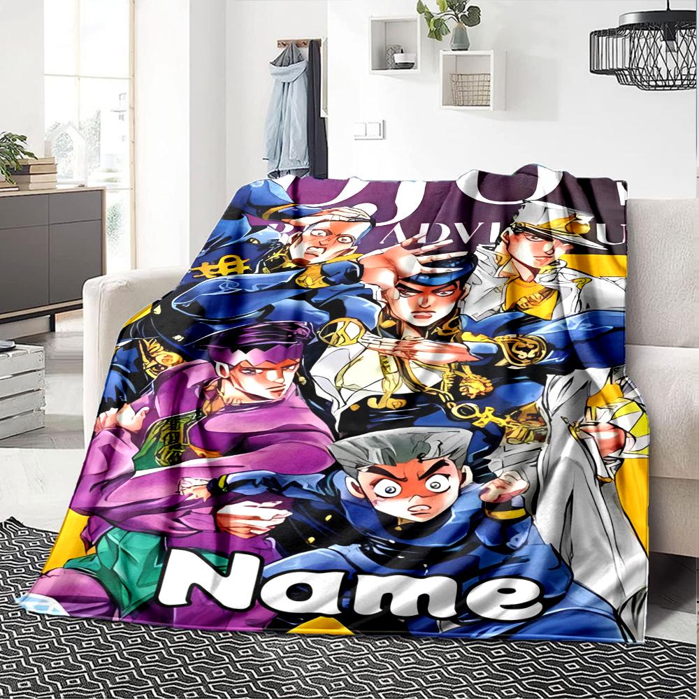Customiz Name Personality JoJo's Bizarre Adventure Blanket Soft &Warm Sofa Office Bed Travel Lunch Break Blanket, Gift Suitable All Seasons