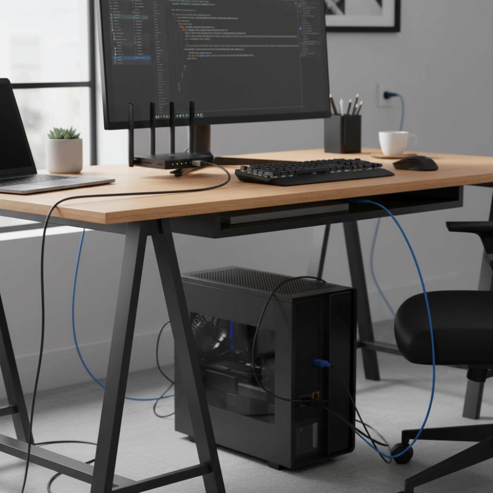 Flat Design Cat6 Ethernet Cable 1000Mbps Support LAN Network Cable  PC Connection