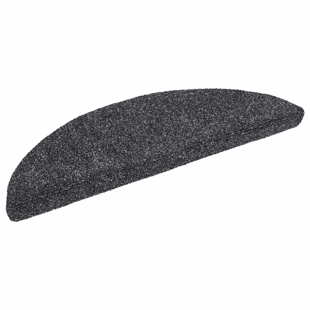 Self Adhesive Stair Treads 10 pcs 56 x 17 x 3 cm Dark Gray Semi Round