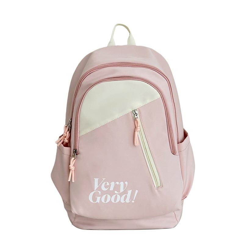 Nylon Student Backpack For College Girls With Letter Print Design And Cushion Straps For School Use