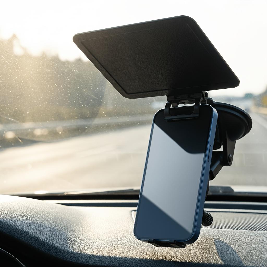 Universal Foldable Phone Sunshade Mount, Anti-Glare Car & Bike Navigation Holder, Waterproof & Sun-Protective