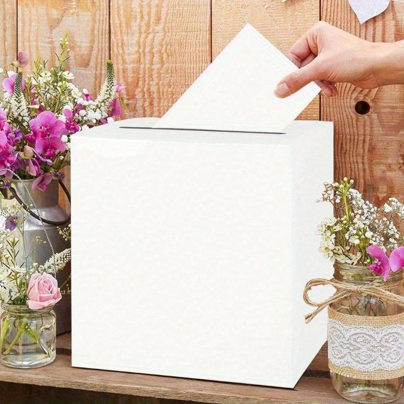 1PC White Card Box With Gold Foil Design, Wedding Favors Money Box Holder For Wedding Reception, Wedding Decor, Home Decor, Room Decor Birthday
