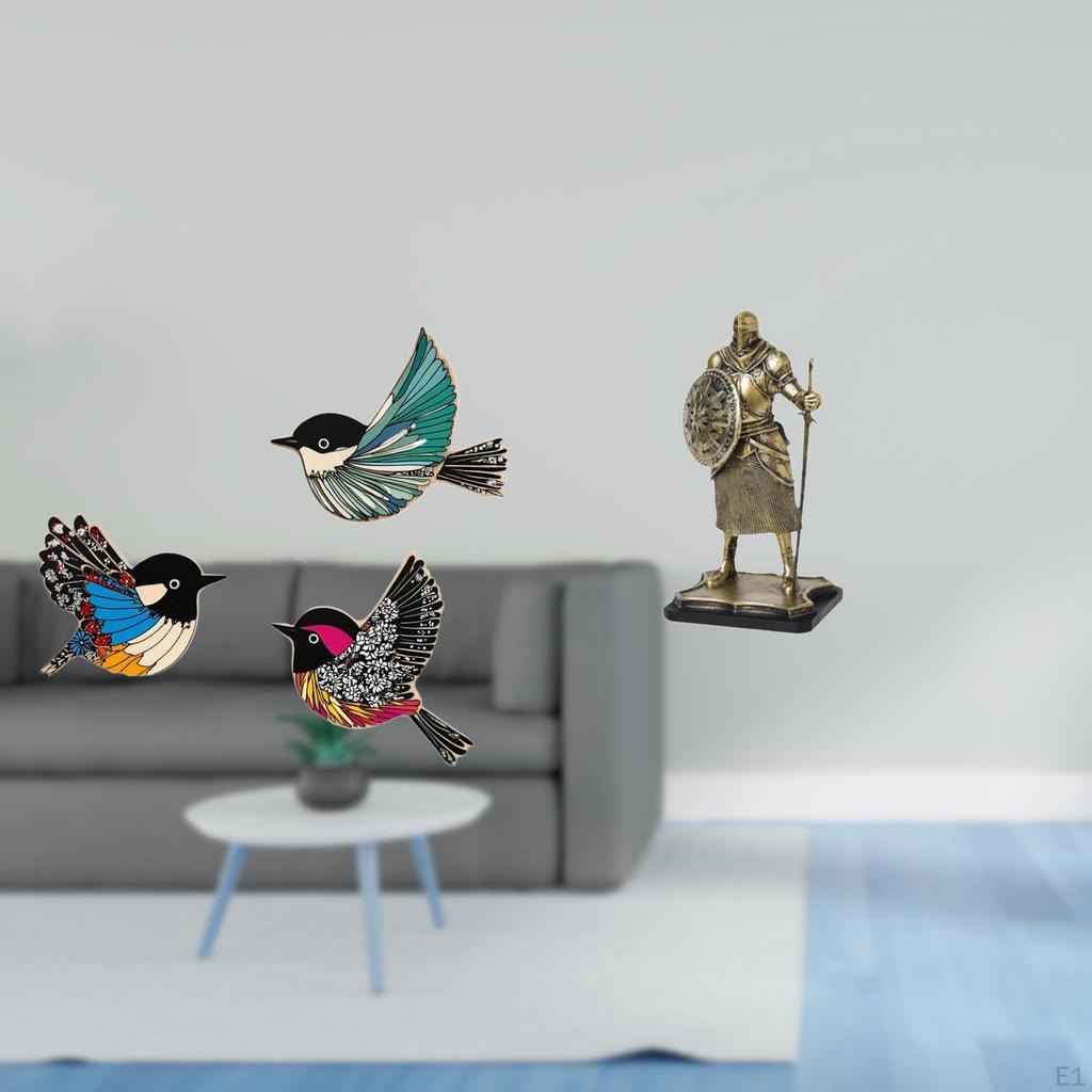 Wooden Bird Knight Sculpture Wall Art Creative Figurine European Decorative Ornament for Garden