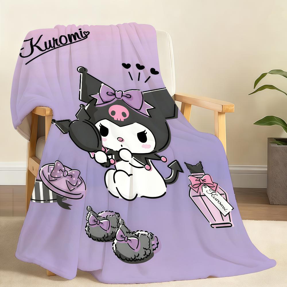 Kawaii K-Kuromi-I Blanket Soft Throw Blanket for Home Bedroom Bed Sofa Picnic Travel Office Rest Cover Blanket Gift