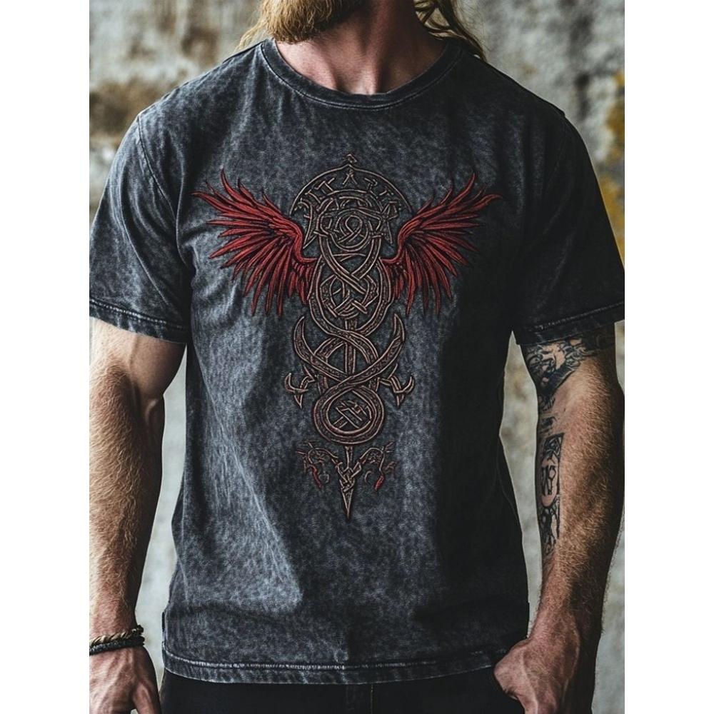 Tribal Style 3D Wolf Print Men's T-shirt Men's Sports And Fitness Short-sleeved Shirt Outdoor Street Men's Fashionable Top