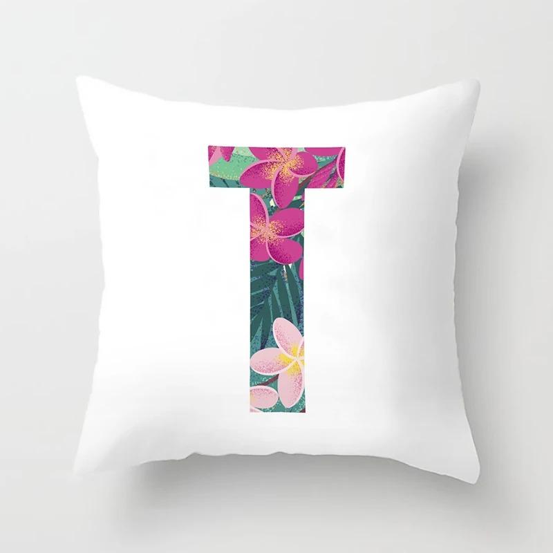 Luxury Home Pillowcase Square Office Decoration Cushion Cover Simple Floral English Letter Pattern Decoration