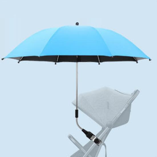 Baby Stroller Umbrella with Clamp UPF 50+ Sun UV Protection Adjustable Waterproof Windproof Universal Outdoor UV Blocking Pram Parasol