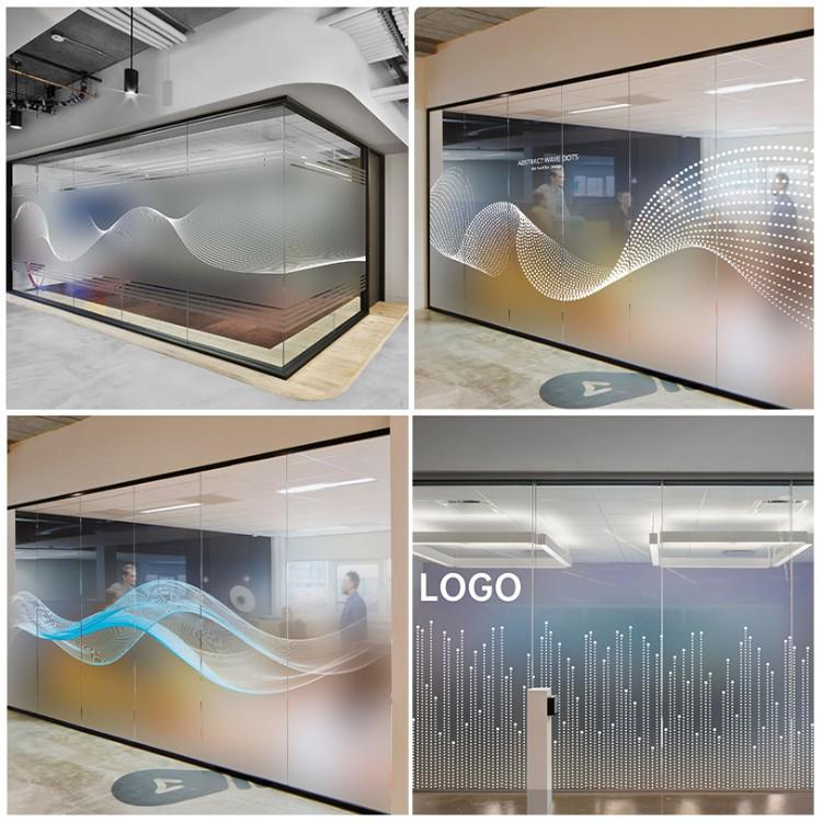 Gradient Frosted Glass Film: Semi-Transparent Office Partition Sticker.